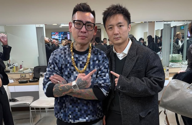 锺培生（右）虽和蹦板是第一次见面，但也对对方的表现给予肯定。（图／锺培生IG）