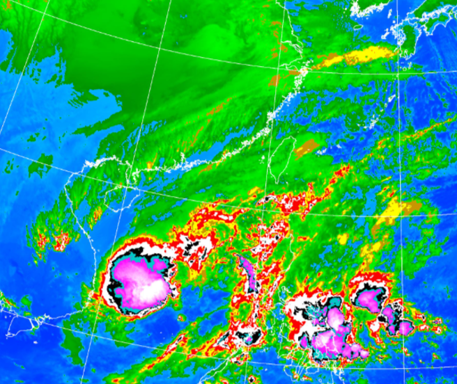 颱风向中南半岛去，但颱风外围水气北抬到台湾。（翻摄自气象署）