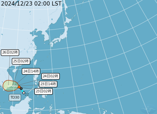 帕布颱风今天即将生成，对台无直接影响。（翻摄自气象署）