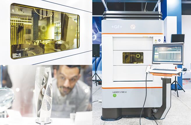 +GF+乔治费歇尔机械创新研制LASER S 500（U），在半导体真空吸盘、光学镜头、液态轴承领域展现高超的加工能力，可高效加工包括碳化硅、氮化硅、氧化铝和碳化钨等特殊硬脆材料，其微雕刻、微成型和表面处理功能，满足各领域生产之高标准要求。图／乔治费歇尔机械提供