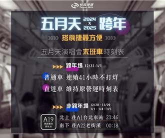 桃捷41小時不打烊！迎接跨年及五月天演唱會爆量人潮