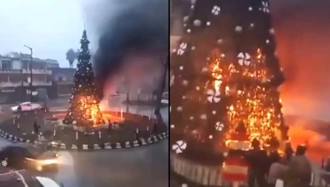 敘利亞中部發生蒙面客焚燒聖誕樹  新政府強調宗教平等