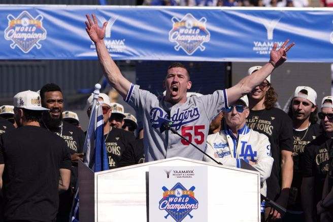 伯勒参加道奇冠军游行。（美联社资料照）