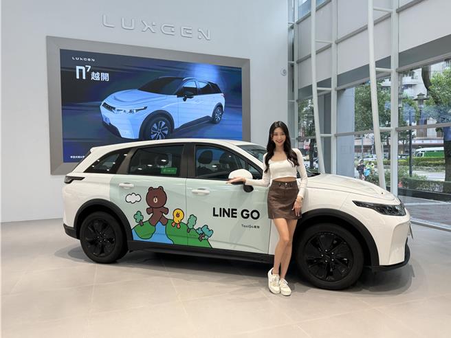 LINE GO投入500台LUXGEN n7，与LINE FRIENDS合作，推出「LINE GO 绿能熊大车」。（LINE GO提供）