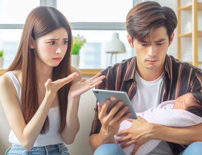 放射师妻子小美（化名）指控丈夫阿德（化名）与另一名女子小萱（化名）发展婚外情，甚至在两人婚姻存续期间，与小萱共同育有一名子女。（示意图、与本案无关／AI生成）