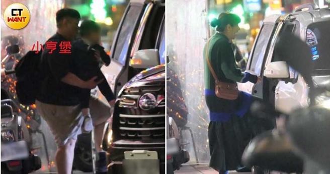 曾为黑人、范范夫妻工作3年明星保母「小亨堡」，现在是小腰果的保母，将小孩抱上车，临上车前，Selina还特别摘下口罩逗儿子开心。（图／本刊摄影组）