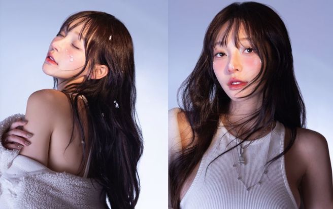 林襄半脱外套露出香肩、美背。（图／翻摄自林襄IG）  