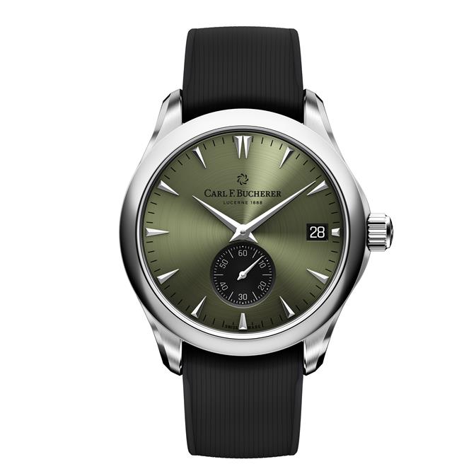 2024年12月25日 台北市／圖03：寶齊萊Manero綠面緣動力腕表，採用自製CFB A250機芯，售價24萬5000元。（寶齊萊提供／黃唯淯台北傳真）