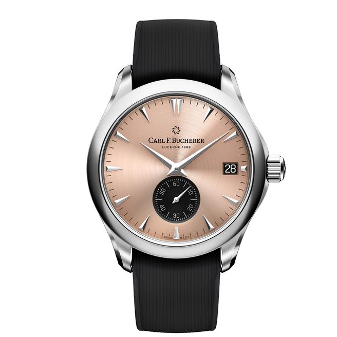 2024年12月25日 台北市／圖04：寶齊萊Manero鮭魚面緣動力腕表，採用自製CFB A250機芯，售價24萬5000元。（寶齊萊提供／黃唯淯台北傳真）