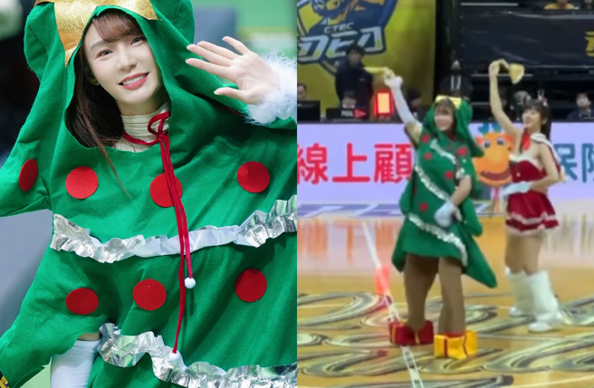 短今穿圣诞树闯入球场。（图／IG@sammie_923）