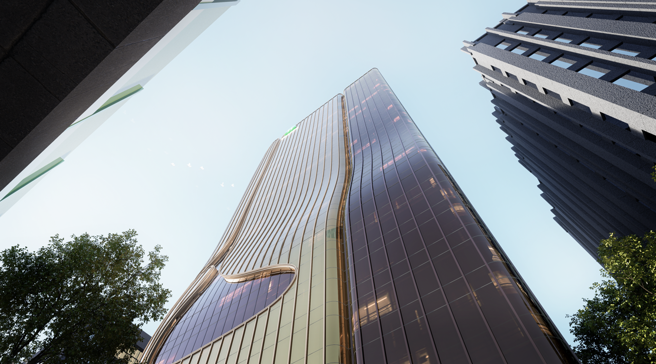 国际知名建筑师、Aedas全球设计董事温子先出手的指标作品，达到外观即名片诉求，被视为企业升级与二代接班的首选，图为「国家企业广场」。（业者提供）