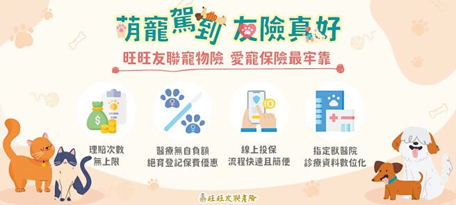 旺旺友联产险自12月起网路投保宠物险新上线，超便利的投保及理赔申请流程，陪您呵护毛孩的一生！（旺旺友联产险提供）
