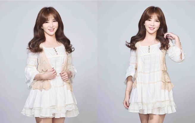 马千惠进棚拍摄中天2025主播桌历。（中天新闻提供）