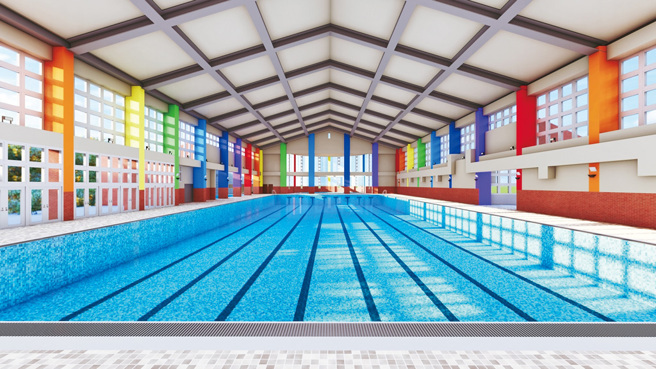 竹东镇立游泳池获新竹县政府工程查核甲等成绩，预计2025年上半年重新启用对外开放。（图／竹东镇公所提供）

