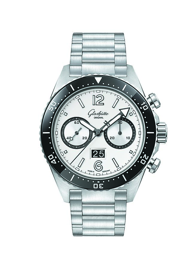 格拉苏蒂原创「银幕」计时码表，钢带款50万元。（Glashuette Original提供）