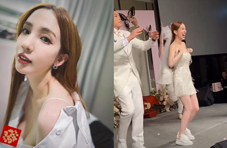 愛雅結婚跳艷舞獻老公 一舉手禮服下滑「長輩險被看光」