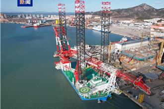 陸新一代風電安裝船交付   可自行航行到全球任意指定作業地點