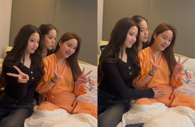 欧阳妮妮跨年全家到齐陪产。（图／小红书 傅娟）