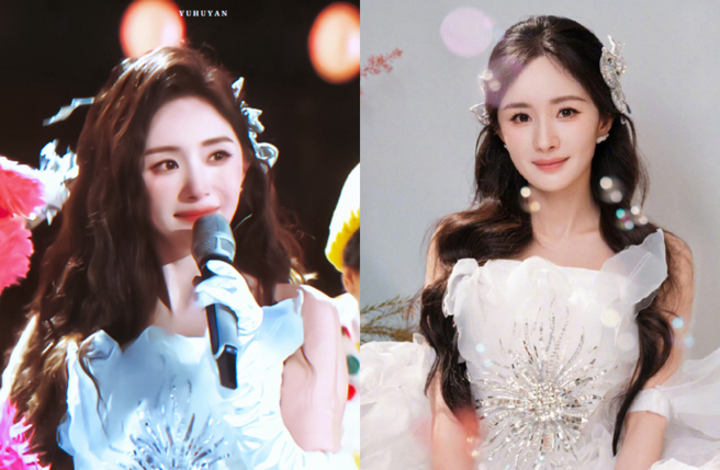 杨幂跨年登台开唱，甜炸所有网友。（图／翻摄微博）