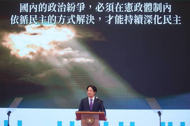 图为赖清德总统1日在总统府发表「2025新年谈话」。（王英豪摄）