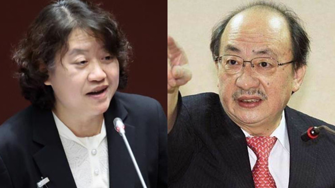 立法院日前三读通过《选罢法》、《财划法》及《宪诉法》，但国民党后来定调延缓公布《选罢法》及《财划法》，让民进党团总召柯建铭（右）大怒，更在脸书上公开扬言要「解散国民党」。但日前遭民进党封杀的大法官被提名人刘静怡（左）表示，要解散政党，不是靠着「党团自主」随便喊喊、许下心愿。（中时资料照合成）