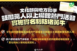文化部聯手地方防堵黃牛 鼓勵萬人以上場館活動實施實名制