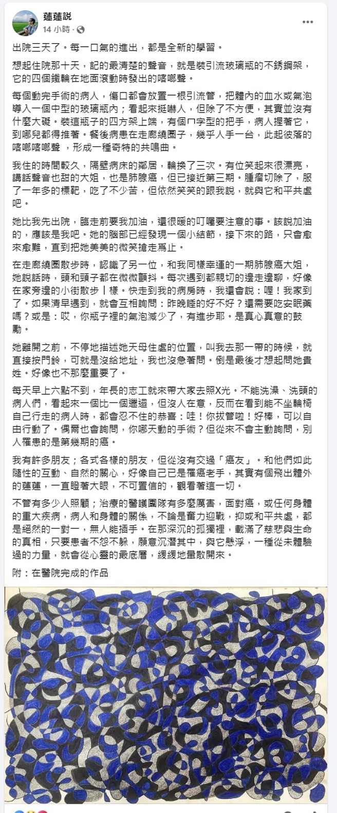 王新莲脸书全文。（图／翻摄自莲莲説脸书）