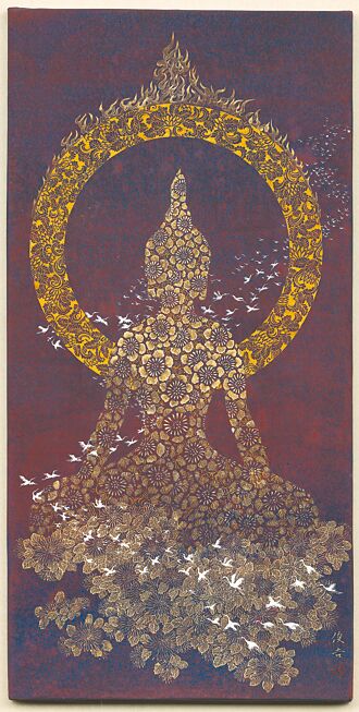 陳俊吉膠彩佛菩薩 一花一世界