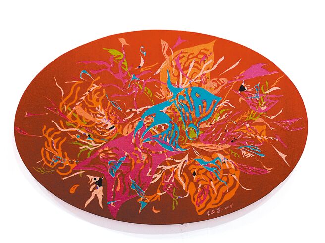 花漾量子文化艺术总监黄韶琴于2011的作品－变异细胞协奏曲01（压克力）。图／花漾量子文化提供