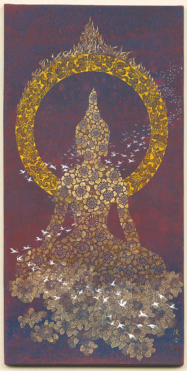 陳俊吉，《解境萬法》，30×60cm，紙本膠彩，2024年。（陳俊吉提供）