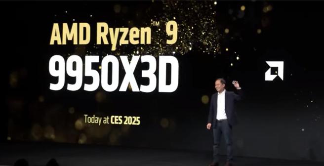AMD于CES2025发表最新Ryzen9 9950X3D处理器。图／张珈睿
