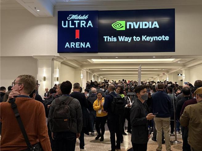 辉达执行长黄仁勋CES2025 keynote 现场人潮。图／张珈睿