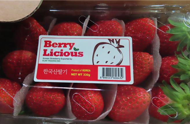 1批韩国进口草莓检出农药残留不合格，须在边境退运销毁。（食药署提供）