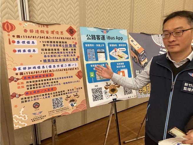 春節9天連假桃竹苗4波車潮，90條國道客運票價6折。（呂筱蟬攝）