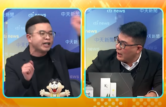 凌涛（左）和黄扬明（右）为了罢免相关议题爆发口角。（图 / 撷取自中天新闻YouTube）