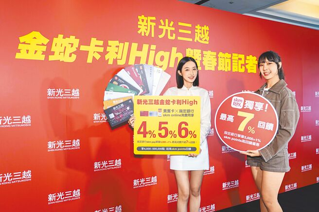新光三越《金蛇卡利High》1月9日起登場，會員用skm pay購物最高7％回饋。（石智中攝）