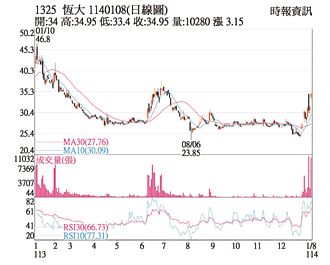 熱門股－恆大 題材發酵強勢亮燈