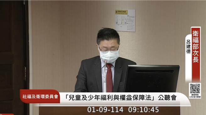 立法院卫环委员会今日（9）举办「儿童及少年福利与权益保障法修订如何落实儿童权利公约精神与原则」公听会。（截自国会频道）