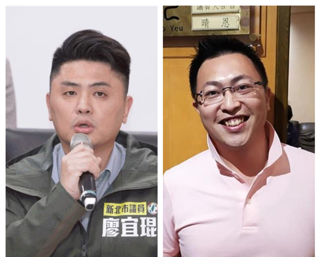 新北市议会国民党团书记长、民进党团总召改选登记截止，蓝绿都仅有1人登记参选，王威元(右)、廖宜琨(左)等于笃定当选。(取自两人脸书)