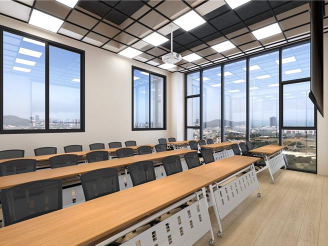 土城电商基地创业教室可进行教学培训、工作坊及讲座等多功能活动。（青年局提供）