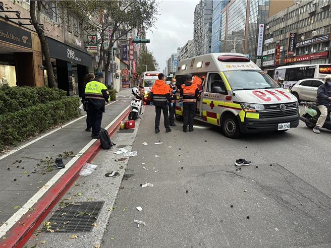 北市南京东路10日下午惊传坠楼意外。（翻摄照片／林郁平台北传真）