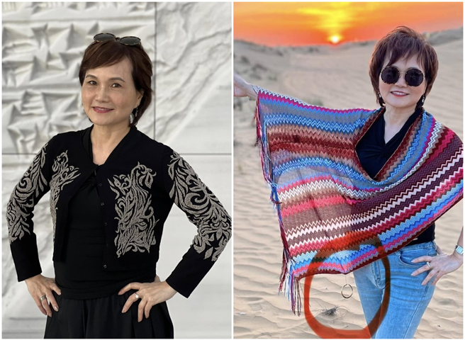 65歲前資深主播沈春華近日前往杜拜旅遊，10日發文表示自己不慎遺失金色手環。（圖／攝自FB@沈春華 Live Show）