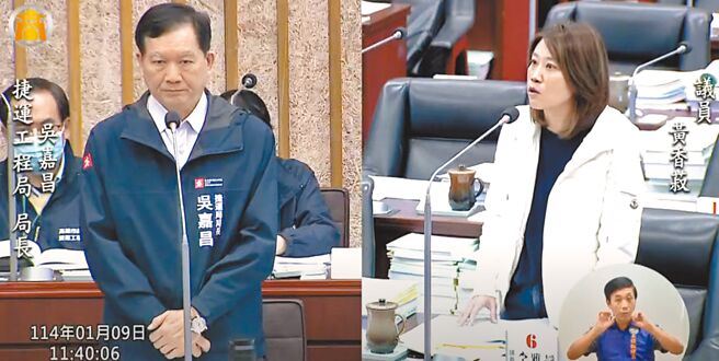 高市議會9日審議捷運局千萬宣傳費，最終建議該預算先行擱置。對此，捷運局長吳嘉昌（左）表示「尊重大會決議」。（摘自高市議會網站／柯宗緯高雄傳真）