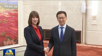 韓正晤英財相：中英經貿合作前景廣闊 願深化互利合作