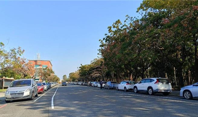 停车收费厂商不堪亏损跑了，斗六市路边停车格元旦起暂停收费，膨鼠公园周边原本空荡荡的停车格立即一格难求。（周丽兰摄）