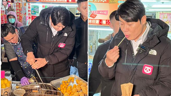 崔铉硕亲自体验压地瓜球。（读者提供）