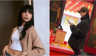 直擊／捕獲野生「微風女神」入廟拜拜 迷糊忘撕褲子尺寸貼紙