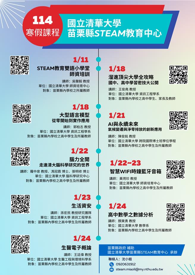 苗栗县政府与清华大学合作在竹南国中成立STEAM课程中心，寒假推出全新课程。（苗栗县政府提供／谢明俊苗栗传真）