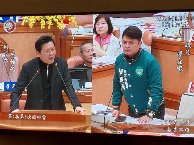 新北市议会民进党干事长廖宜琨提出，《财划法》修正通过，新北预估分配增加新374亿元，要求市长侯友宜针对新增的374亿元如何运用做专案报告。（陈慰慈摄）