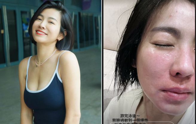 米可白近期为拍摄纪录片，开始努力学习游泳。（图／翻摄自米可白IG）